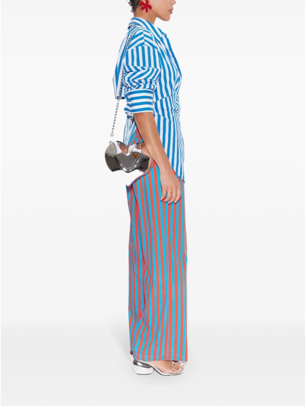 Simon Miller Pia Stripe Poplin Pant - Blue and Paprika - Picture 2 of 6